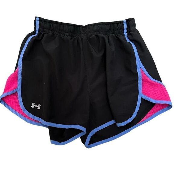 UNDER ARMOUR Black, Purple, & Pink Semi Fitted Athletic Shorts Size XS - Picture 1 of 6